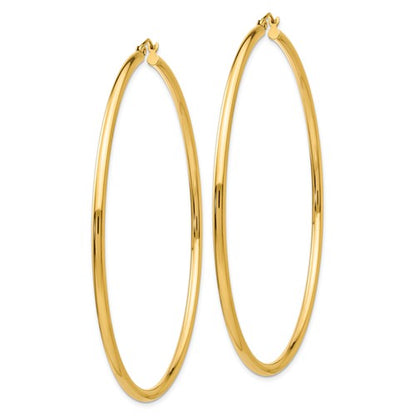 14k yellow gold classic round hoop earrings 68mm x 2.25mm
