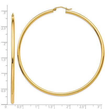 14k yellow gold classic round hoop earrings 68mm x 2.25mm
