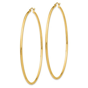 14k Yellow Gold Classic Round Hoop Earrings Lightweight 70mm x 2mm