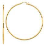 Load image into Gallery viewer, 14k Yellow Gold Classic Round Hoop Earrings Lightweight 70mm x 2mm
