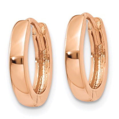 14k rose gold classic huggie hinged hoop earrings 11mm x 2mm