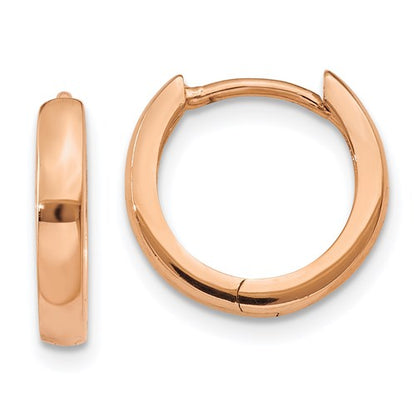 14k rose gold classic huggie hinged hoop earrings 11mm x 2mm