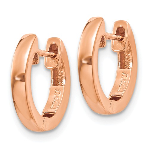 14k rose gold classic huggie hinged hoop earrings 12mm x 12mm x 2mm