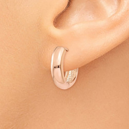 14k rose gold classic huggie hinged hoop earrings 15mm x 15mm x 4mm