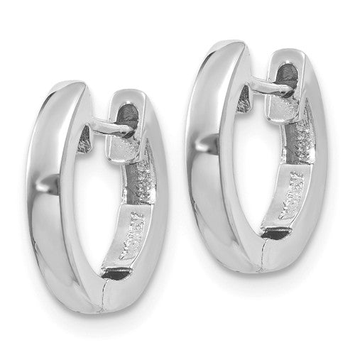 14k white gold classic huggie hinged hoop earrings 12mm x 12mm x 2mm