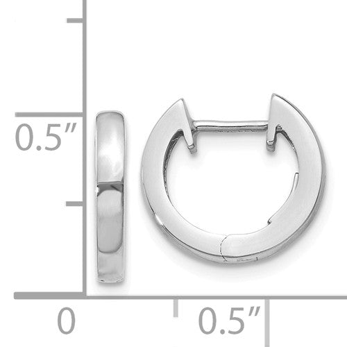 14k white gold classic huggie hinged hoop earrings 12mm x 12mm x 2mm