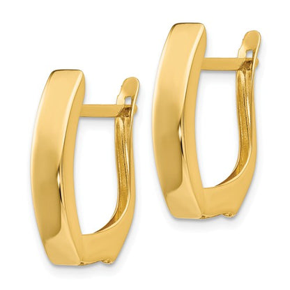 14k yellow gold classic huggie hinged hoop earrings 19mm x 12mm x 4mm