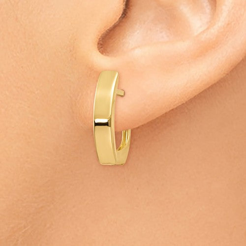 14k yellow gold classic huggie hinged hoop earrings 19mm x 12mm x 4mm