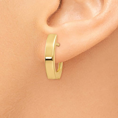 14k yellow gold classic huggie hinged hoop earrings 19mm x 12mm x 4mm