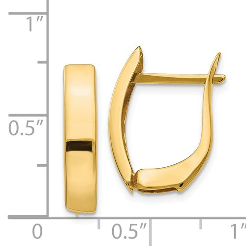 14k yellow gold classic huggie hinged hoop earrings 19mm x 12mm x 4mm