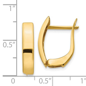 14k Yellow Gold Classic Huggie Hinged Hoop Earrings 19mm x 12mm x 4mm