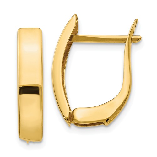 14k yellow gold classic huggie hinged hoop earrings 19mm x 12mm x 4mm