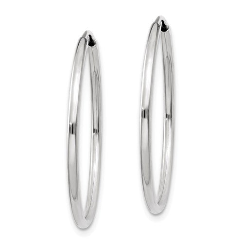14k white gold classic round endless hoop earrings 30mm x 1.20mm