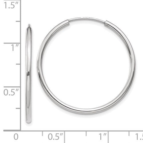 14k white gold classic round endless hoop earrings 30mm x 1.20mm