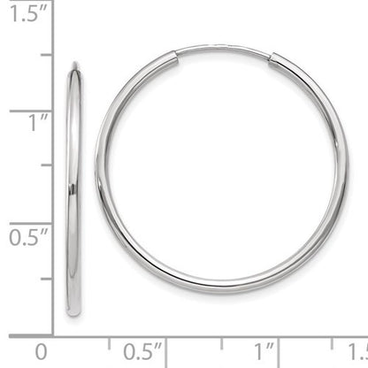 14k white gold classic round endless hoop earrings 30mm x 1.20mm