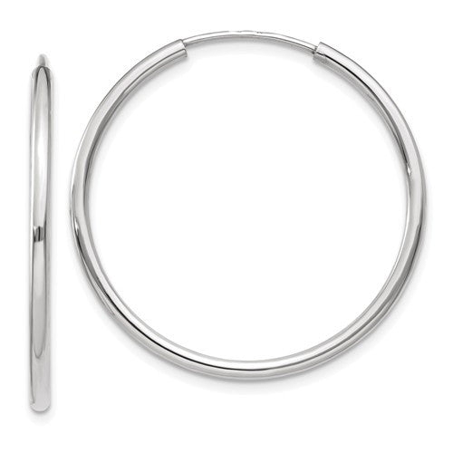 14k white gold classic round endless hoop earrings 30mm x 1.20mm