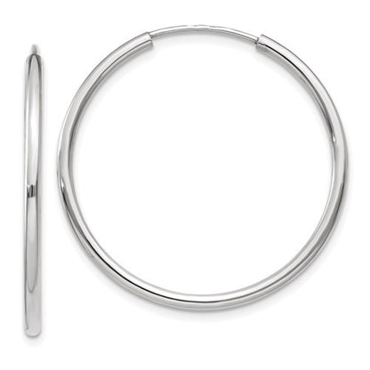 14k white gold classic round endless hoop earrings 30mm x 1.20mm