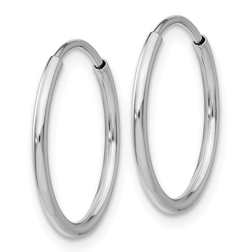 14k white gold classic round endless hoop earrings 23mm x 1.20mm