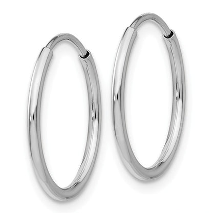 14k white gold classic round endless hoop earrings 23mm x 1.20mm