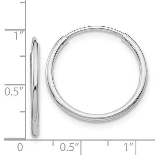 14k white gold classic round endless hoop earrings 23mm x 1.20mm