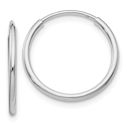 14k white gold classic round endless hoop earrings 23mm x 1.20mm