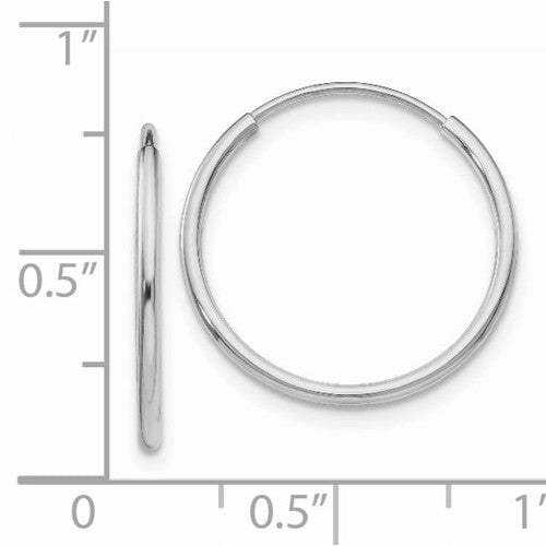 14k white gold classic round endless hoop earrings 19mm x 1.20mm