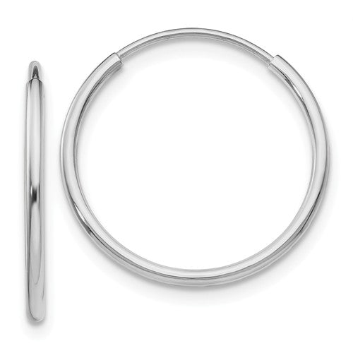14k white gold classic round endless hoop earrings 19mm x 1.20mm
