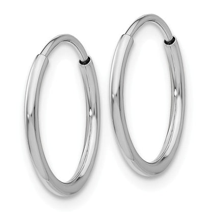 14k white gold classic round endless hoop earrings 14mm x 1.20mm