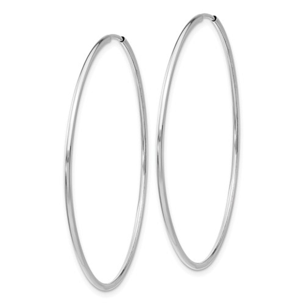 14k White Gold Large Round Endless Hoop Earrings 45mm x 1.20mm