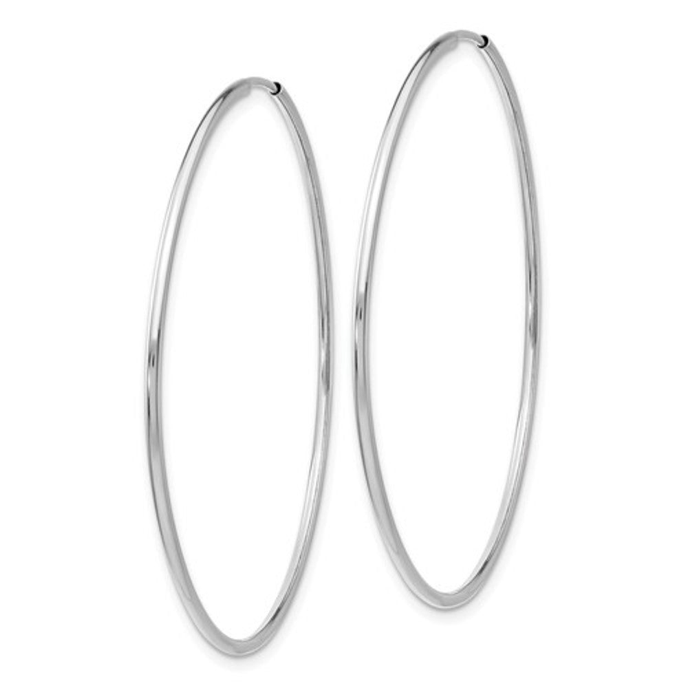 14k white gold large round endless hoop earrings 45mm x 1.20mm