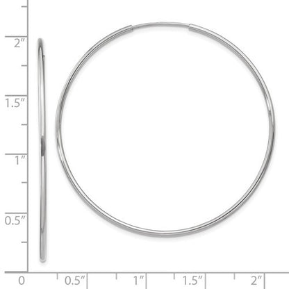14k white gold large round endless hoop earrings 45mm x 1.20mm