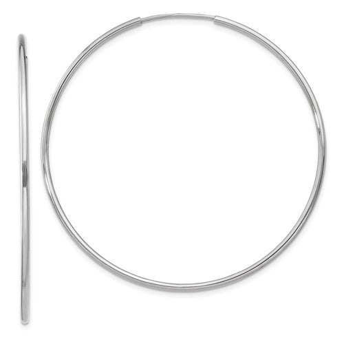 14k white gold large round endless hoop earrings 45mm x 1.20mm