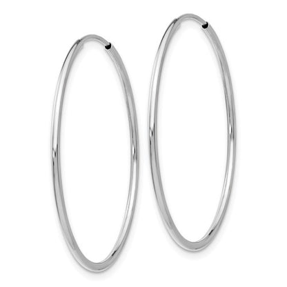14k white gold classic round endless hoop earrings 34mm x 1.20mm