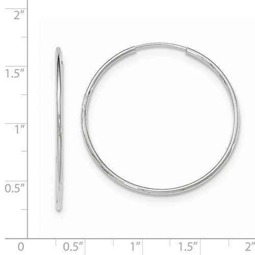 14k white gold classic round endless hoop earrings 34mm x 1.20mm
