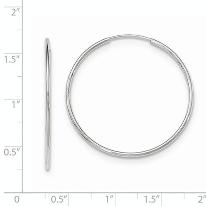14k white gold classic round endless hoop earrings 34mm x 1.20mm