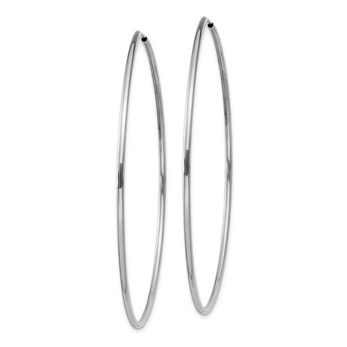14k white gold large round endless hoop earrings 55mm x 1.20mm