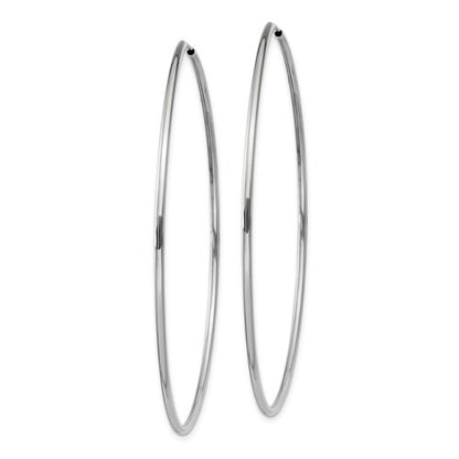 14k white gold large round endless hoop earrings 55mm x 1.20mm