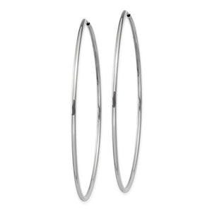 14k White Gold Large Round Endless Hoop Earrings 55mm x 1.20mm - BringJoyCollection