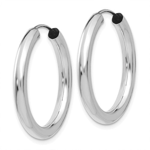 14k White Gold Classic Round Endless Hoop Earrings 35mm x 3mm