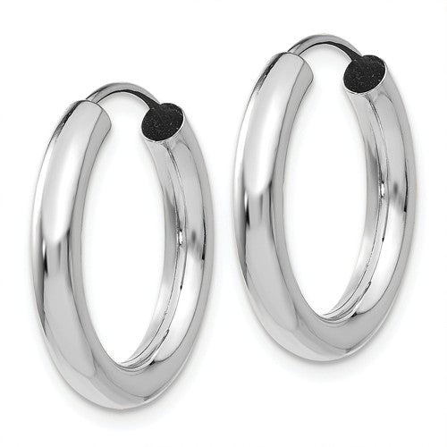 14k White Gold Classic Round Endless Hoop Earrings 19mm x 3mm