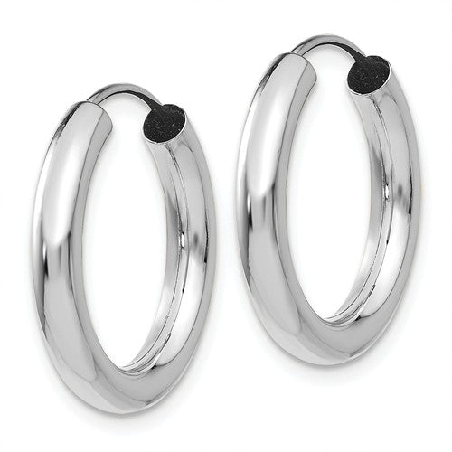 14k white gold classic round endless hoop earrings 19mm x 3mm