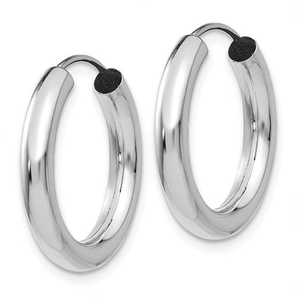 14k white gold classic round endless hoop earrings 19mm x 3mm