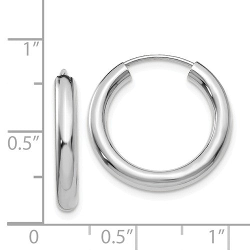 14k white gold classic round endless hoop earrings 19mm x 3mm