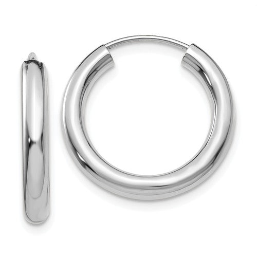 14k white gold classic round endless hoop earrings 19mm x 3mm