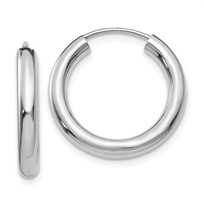 14k white gold classic round endless hoop earrings 19mm x 3mm