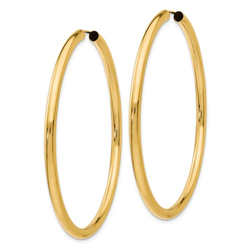14k yellow gold round endless hoop earrings 55mm x 2.75mm