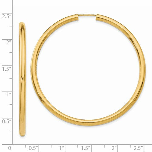 14k Yellow Gold Round Endless Hoop Earrings 55mm x 2.75mm