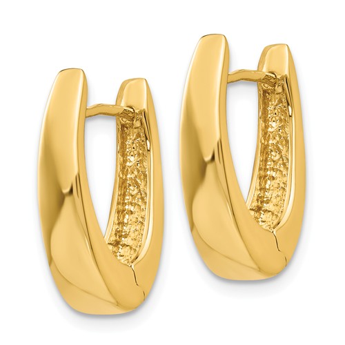 14k yellow gold classic huggie hinged hoop earrings 17mm x 11mm x 4mm