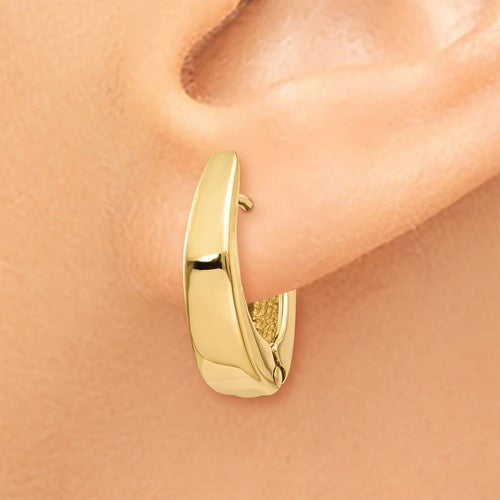 14k Yellow Gold Classic Huggie Hinged Hoop Earrings 17mm x 11mm x 4mm