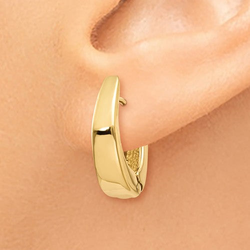 14k yellow gold classic huggie hinged hoop earrings 17mm x 11mm x 4mm
